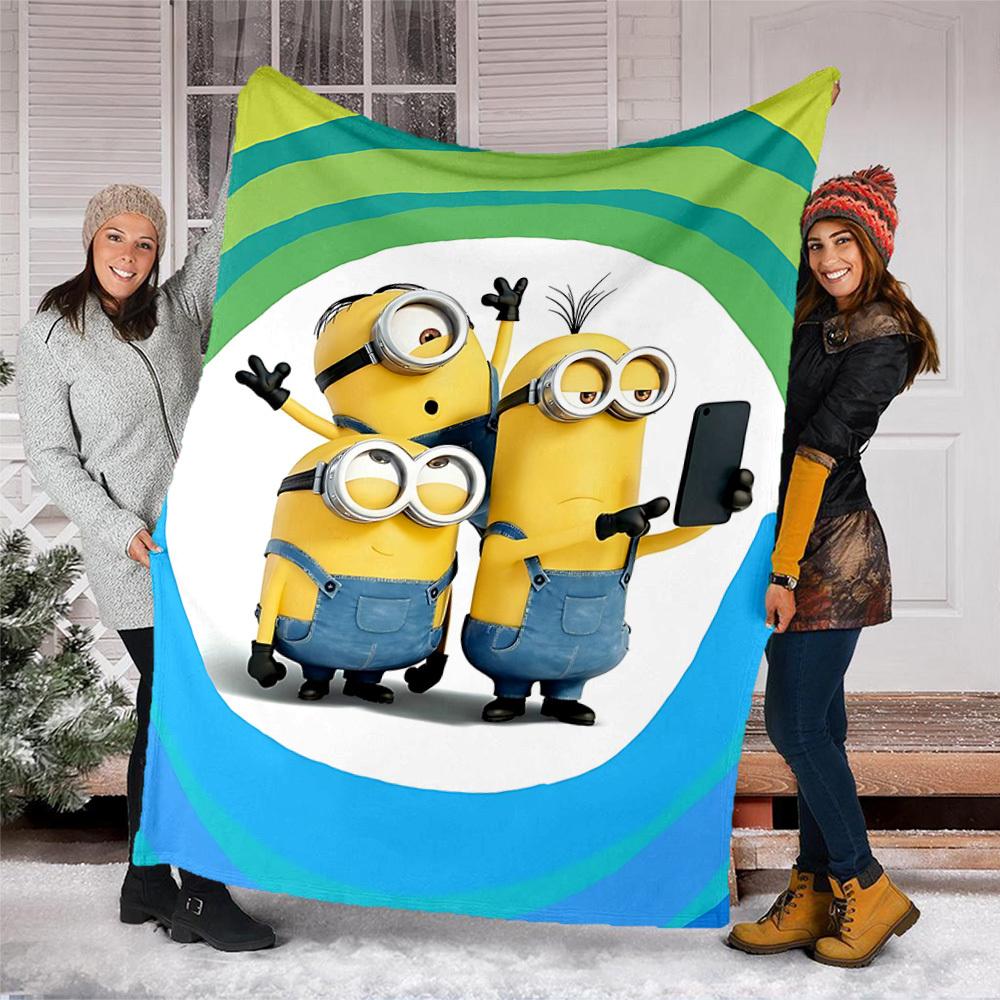

1 шт. Фланелева ковдра Minions для вулиці для дівчат, м яка, легка, ідеально підходить для кемпінгу та подарунків, Цифрова 150x200cm