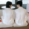 Wide White Couple Pajamas Women's Ice Silk Long-sleeved Men's Casual Plus Fat Summer Thin Loungewear Set