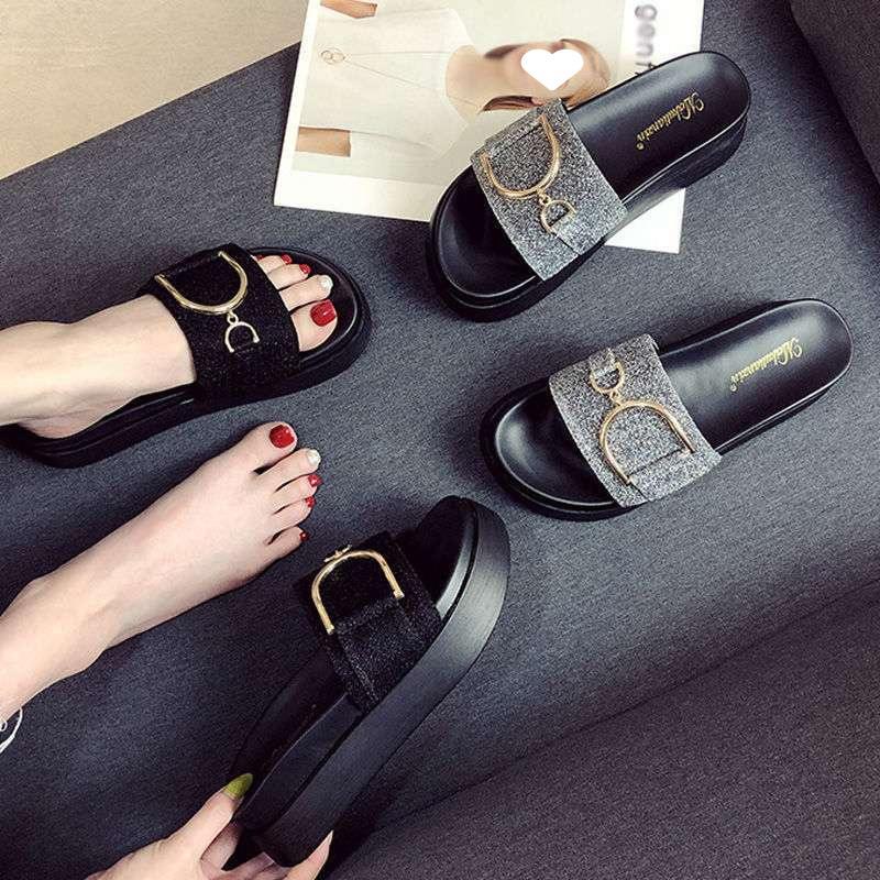 Thick-soled Cool Slippers Women's Outer Wear 2025 New Early Spring Summer Fashion Women's Muffin Beach Shoes Large Size
