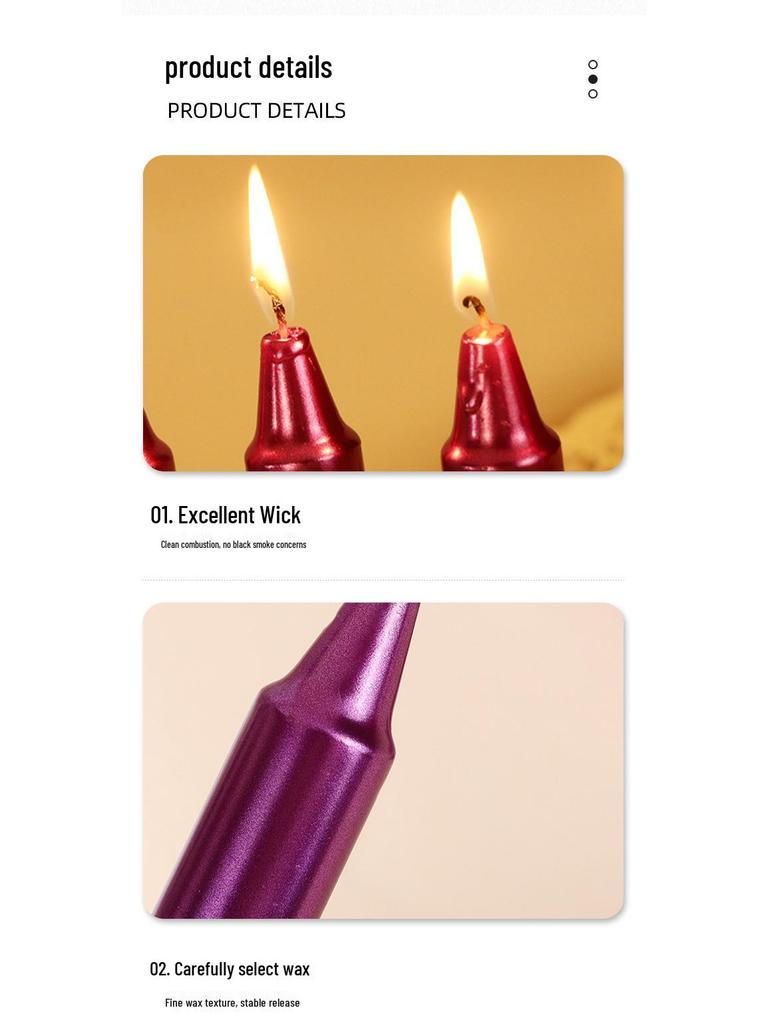 Electroplated European Long Stem Smokeless Odorless Candlelight Dinner Candles - Home Use Candlestick Customization Available