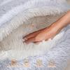 Pet Shell Nest Bed Warm Calming Cat Cave Bed with Hooded Cover Semi Enclosed Fluffy Plush Lined Round Bed for Small Medium Pets