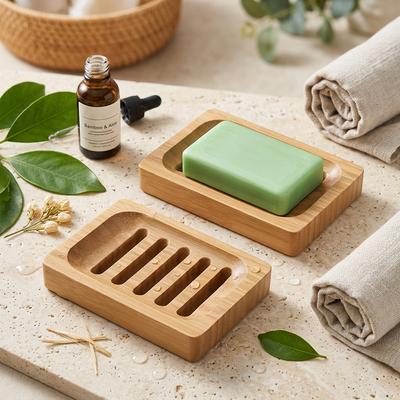 1/2Pcs Bamboo Soap Holder for Shower Wooden Soap Holder Shower Accessories Tray Soap Holder for Kitchen Sink Tray Bathroom
