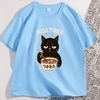 Funny Cat T Shirt Cotton Miso Tired Ramen Tee Kawaii Japanese Food TShirt Foodie Graphic Tees Streetwear Clothing Y2k Clothes