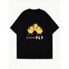 Cotton T Shirt White Three Chicks With Headphones And Fly Text Casual Wear For Women Spring Summer Outfits