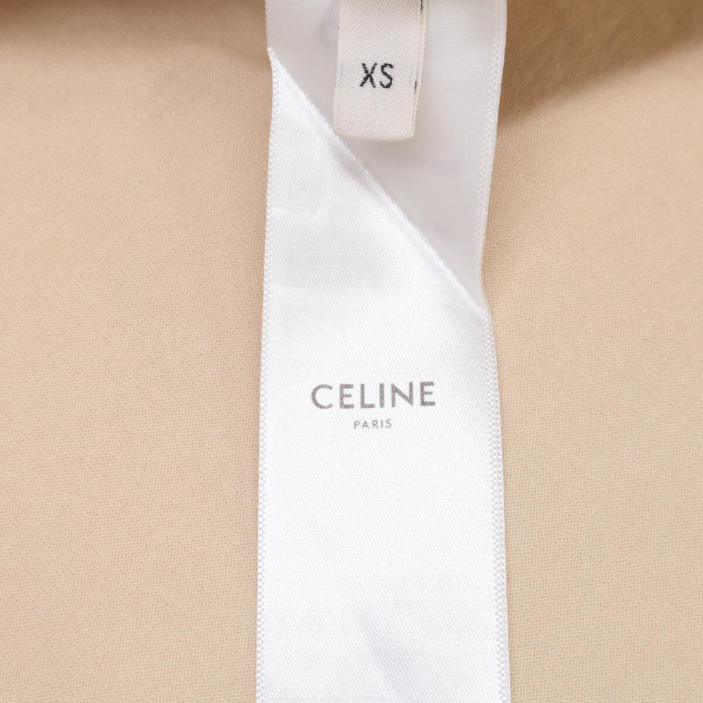 Celine Beige 2X681671Q Cotton Logo Short Sleeve T-Shirt Tops XS beigeUsed