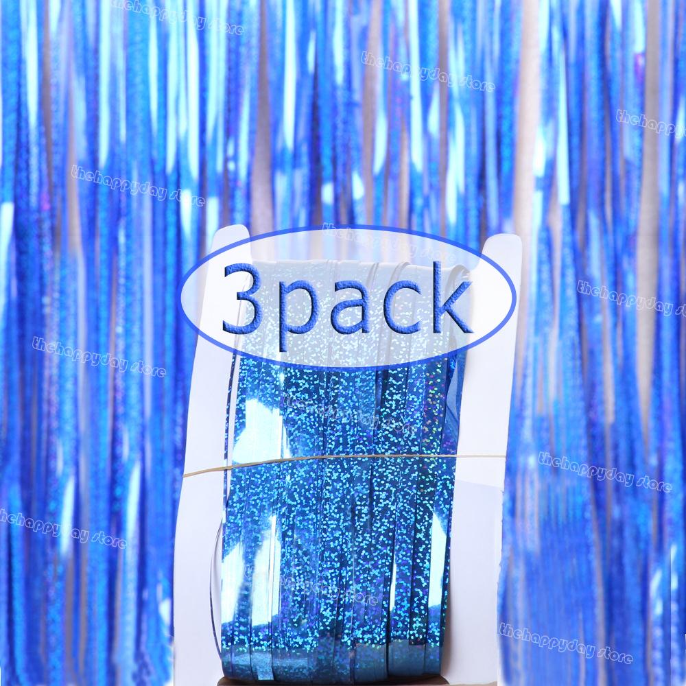 3Pack Valentines Day Party Backdrop Decorative Curtains Bachelorette Party Backdrop Metallic Foil Tinsel Fringe Curtain Christma