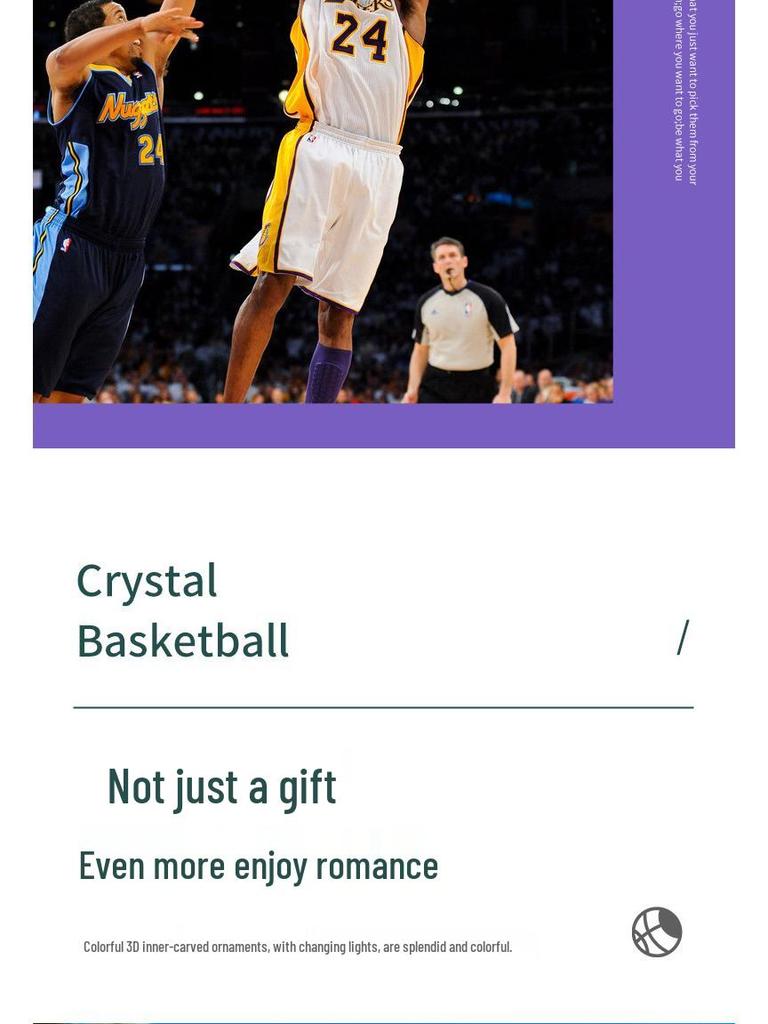 Glow-in-the-Dark Kobe Bryant NBA Figurine: Crystal Basketball Gift for Birthday