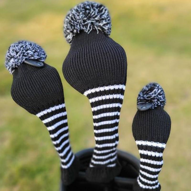 3er-Pack Vielseitige Golfschlägerhülle Golfschlägerkopfschutzhülle Strickhülle Waschbares Golfzubehör