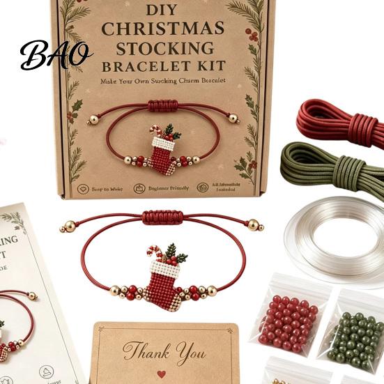 Beads for Jewelry Making DIY Christmas Beaded Bracelet Kit, Holiday Handmade Craft Supplies, Xmas Beading Sets Kids Bead Kit Adults, Kids, Family