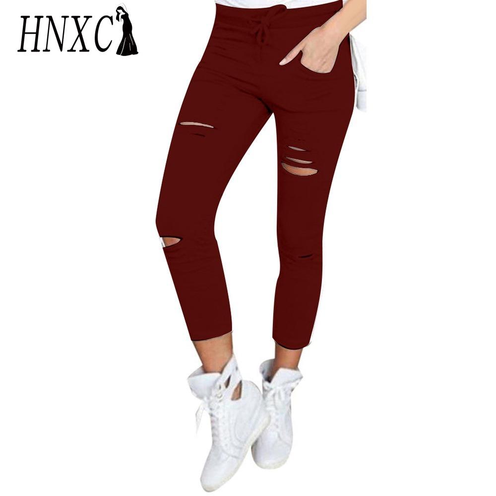 HNXC Women's Fashion Casual Solid Color Print Pants & Capris