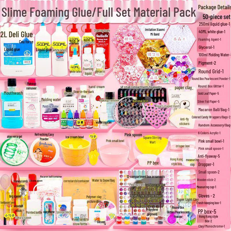 Crystal Clear Slime Making Kit - Complete Set with Foam Glue and Liquid Glass Materials