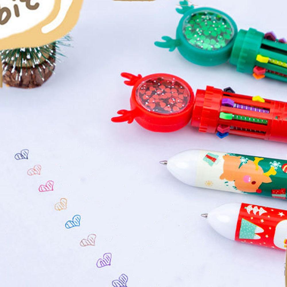 1 Piece Cute Ballpoint Pen Press Cartoon Reindeer Grandfather Multicolor 10 In 1 Colors Stationery School Office Supplies