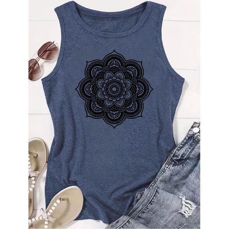 2026 Trendy Mandala Pattern Print Women Sleeveless Tank Top High Quality Casual Spring Summer Vest