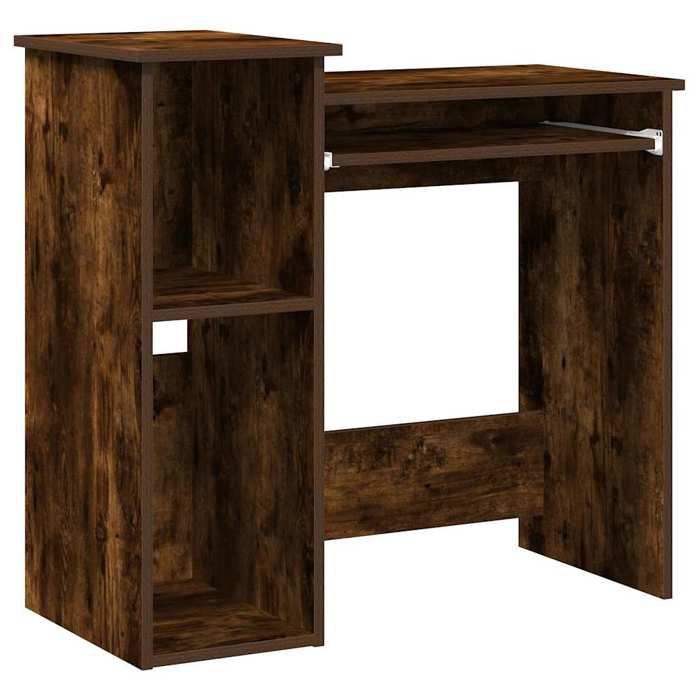 VidaXL Bureau avec étagères chêne fumé 84x40x78 cm bois d'ingénierie, bureau d'ordinateur, bureau debout, bureau avec 860449