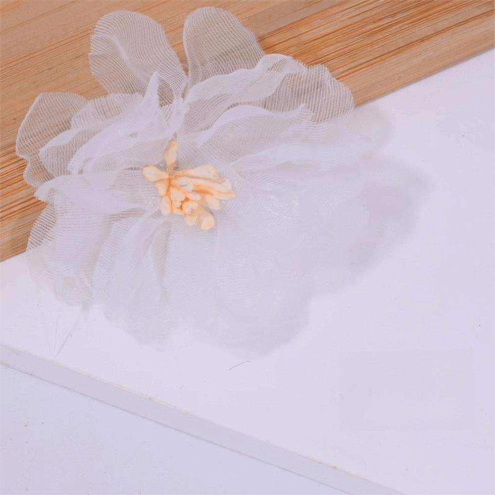10Pcs 5.5cm Organza Artificial Flower Appliques Colorful Translucent Chiffon Flower Embroidered Patches 3D Clothes Sewing Patch