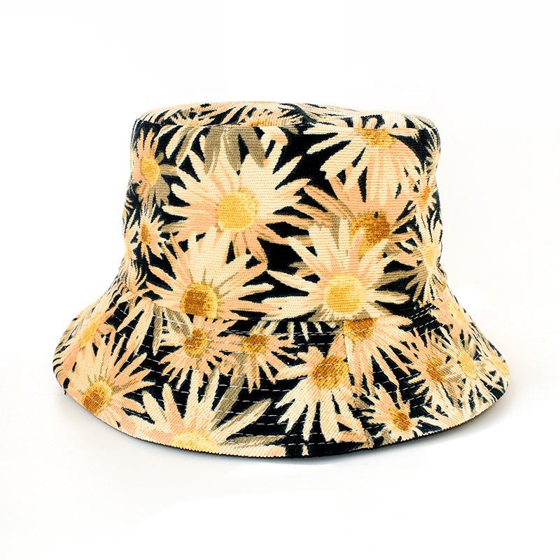 Spring and Autumn New Pot Hat Fashion Sun Hat Double-sided Wear Small Floral Bucket Hat Casual Sun Hat Female Tide