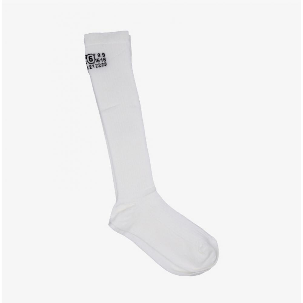 Maison Margiela Mm6 Numbering Logo Knee High Socks S52tl0038 M13244