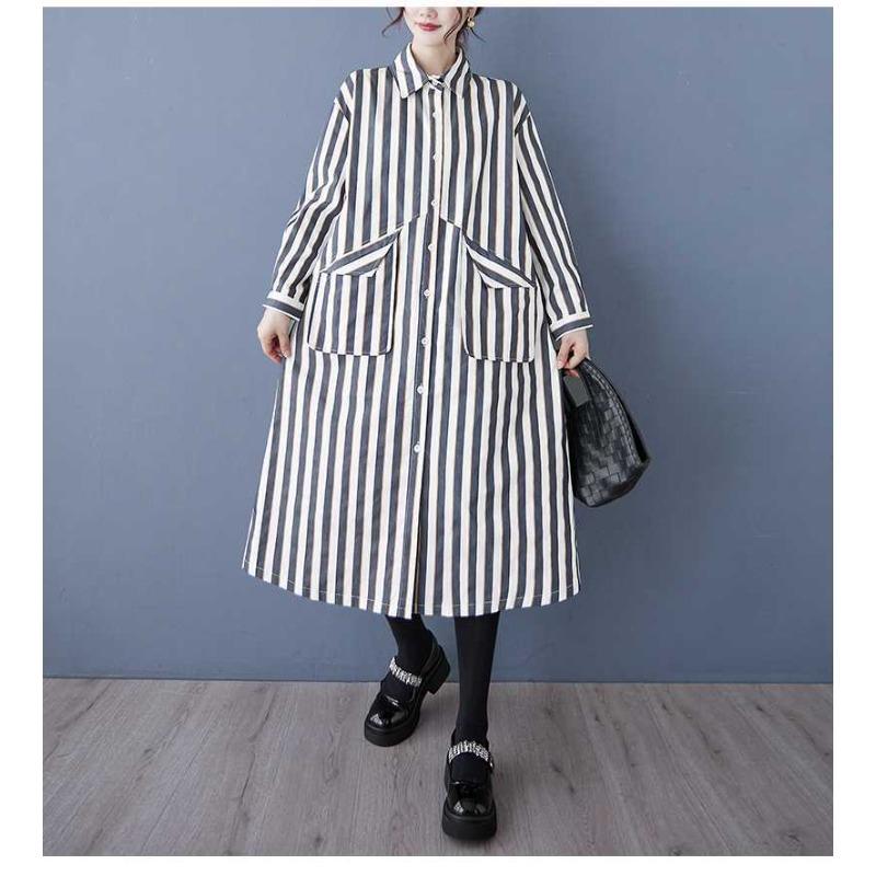 Kleines Taschenloses Freizeit-Hemd Rock, Modisches und Vielseitiges Gestreiftes Kleid
