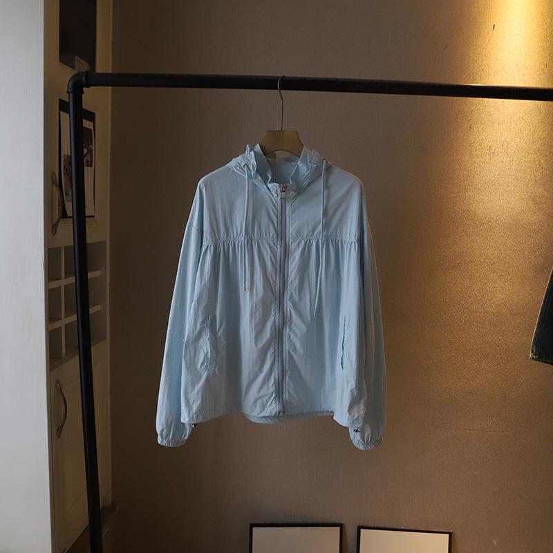 

[Би Чжэн] 2025 Лето Корейский стиль Женская толстовка с капюшоном Быстросохнущая Повседневная Солнцезащитная куртка One Size синий