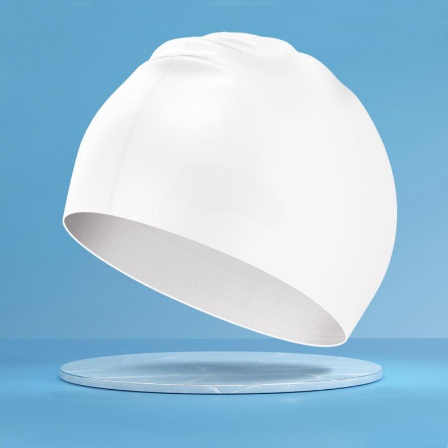 High elasticity silicone swimming cap - Men s and women s adult waterproof swimming head protection cap белый
