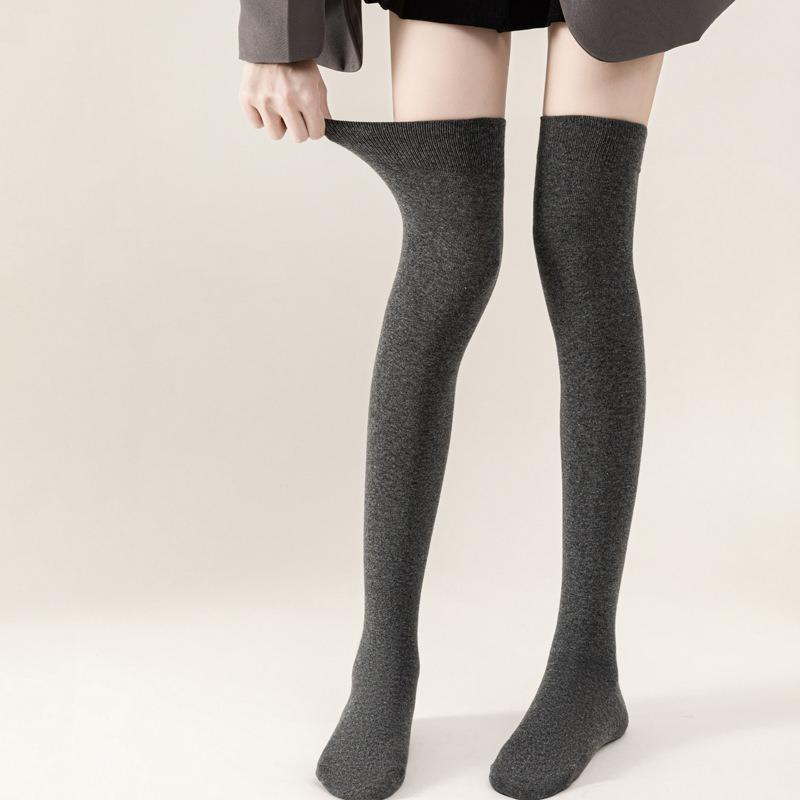 Knee Socks Women'S Autumn And Winter Extended Thigh Socks Micro-Pressure Calf Socks Solid Color Versatile Jk College Style Pure Cotton Socks Wholesale
