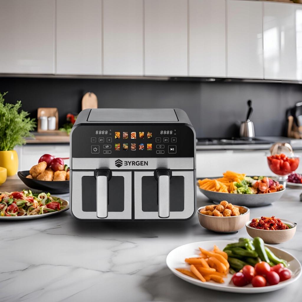 Air Fryer two chambers 9L dual 2400W air fryer dryer