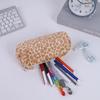 New Plush Pen Bag Leopard Printted Pattern Large Capacity Stationery Storage Bag Pencil Case Student Gift