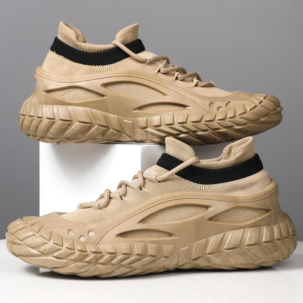 

Shoes spring, summer and autumn new sports and leisure single shoes fly-woven mesh breathable tide shoes board shoes 39 бежевый
