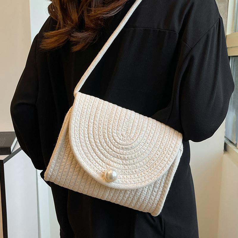 Beach Wowen Shoulder Bag Summer Crossbody Wallet Flap Crossbody Bag for Women