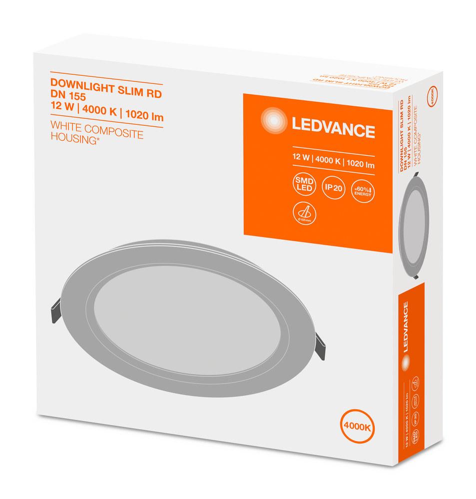 LED Downlight Slim Dn155 12W/4000K Wt Ip20 Ledv