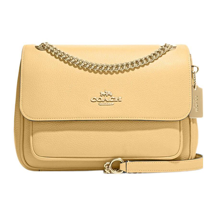 

New COACH Klare Pebbled Leather Shoulder Bag, Crossbody Bag Medium Size Women s Yellow Gray CC353-IMVAN 26.2*8.4*17.3CM