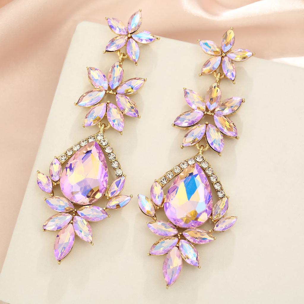 Luxury Sparkling Rhinestone Drop Earrings Fashionable Exaggerated Dangle Earrings For Women Elegant Party Jewelry