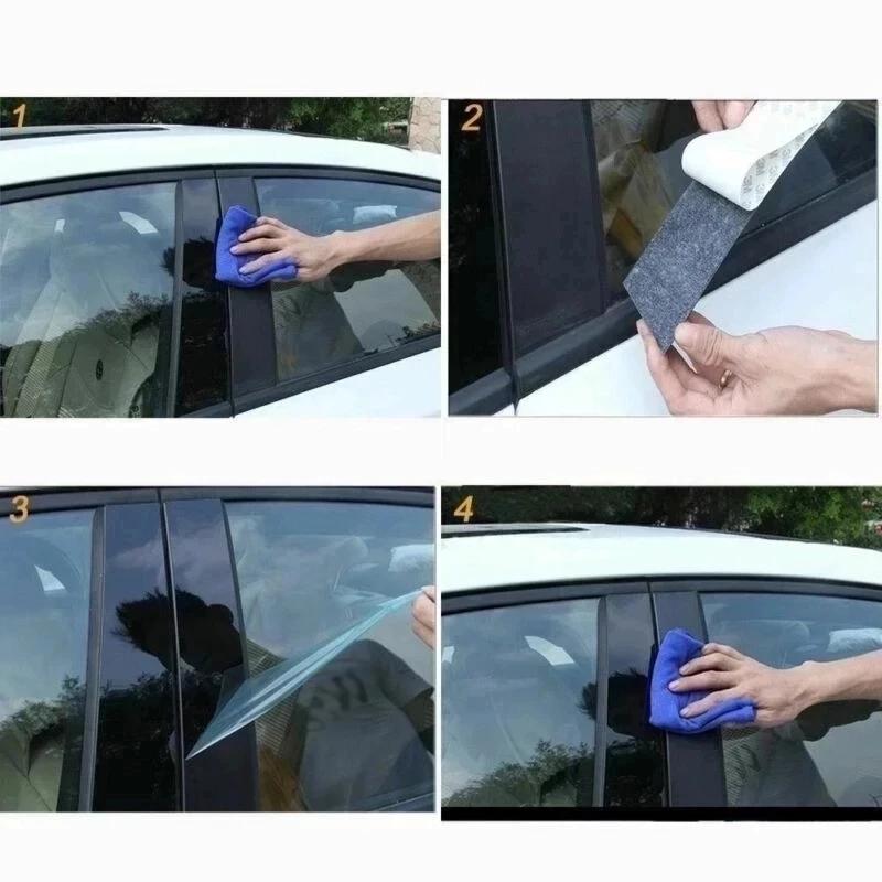 6PCS Carbon Fitbre Car Window Trim Cover BC Column Sticker Fit for Land Rover Range Rover L405 2013- Polished Pillar