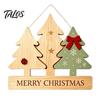 Christmas Hanging Wooden Signs Sign Ornament, Multi-Layer Tree Wood Plaque Multi Layered Wall Art with Rope, Merry Festive Door Decor Farmhouse Hanger
