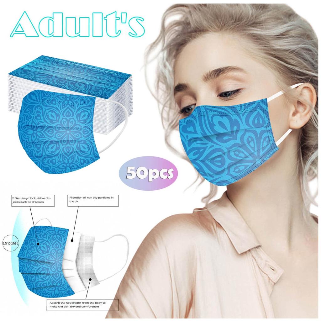 Adult Women Man Disposable Face Mask Industrial 3Ply Ear Loop 50PC Mask