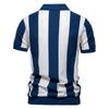Men's Summer Stripe Knitted Zipper Lapel Short Sleeve Top Men's Casual Fashion Shirt