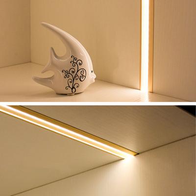 45Degree Hidden Lighting Hard Bar Light Invisible Recessed Aluminum Profile Backlight Channel With Milky Cover for Cabinet Shelf
