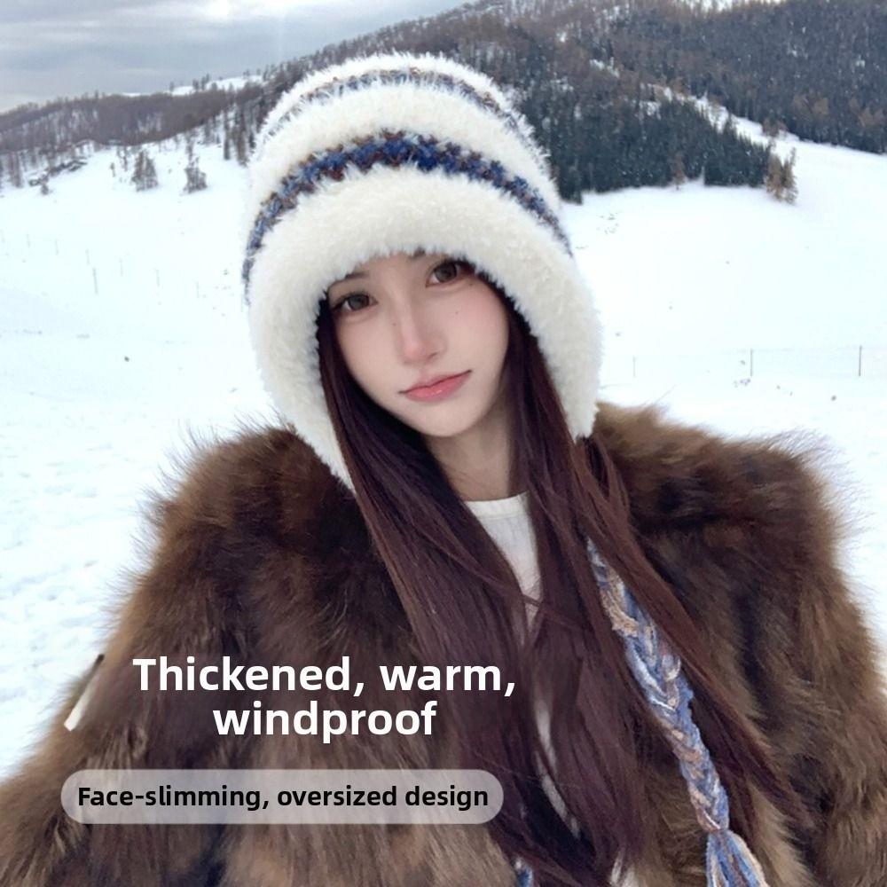 Korean Style Ear Protection Hat Windproof Knitted Warm Hat Fashion Plush Earmuffs Cap  Outdoor