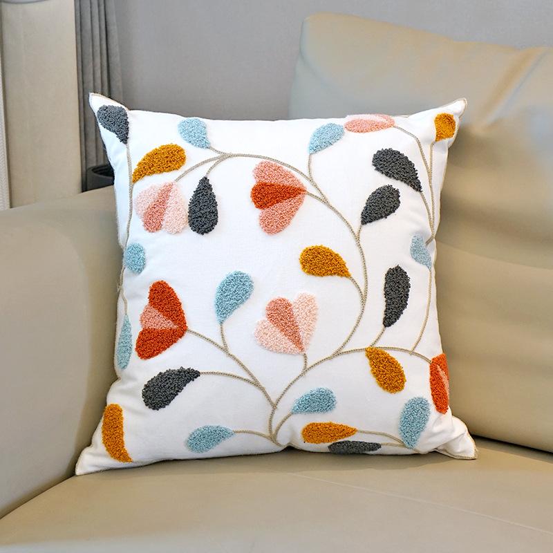 45X45Cm Flower Throw Pillow Cover Plant Embroidered Stamping Waist Cushion Cover Decor Home Decorative Pillowcase New
