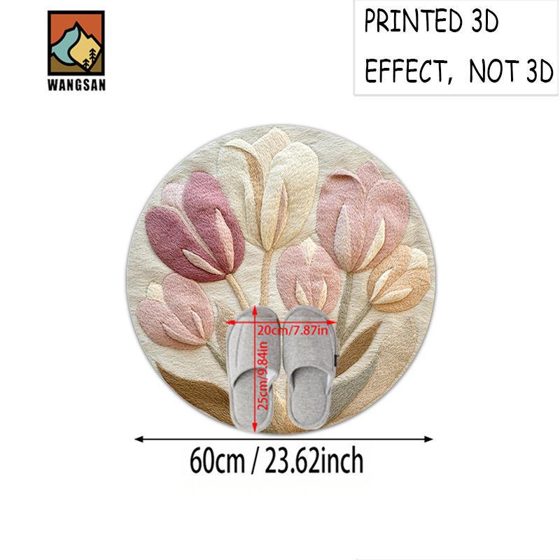 

Круглый ковер с 3D-эффектом и принтом тюльпанов, мягкий фланелевый, для декора гостиной, зоны дивана, нескользящий, моющийся, с цветочным дизайном, напольный коврик, акцент для дома 60cm
