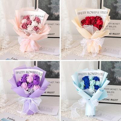 Finished Soap Roses Bouquet Mother's Day Gifts Artificial Rose Bouquet Party Decor Supplies Wedding Birthday Graduation Gifts
