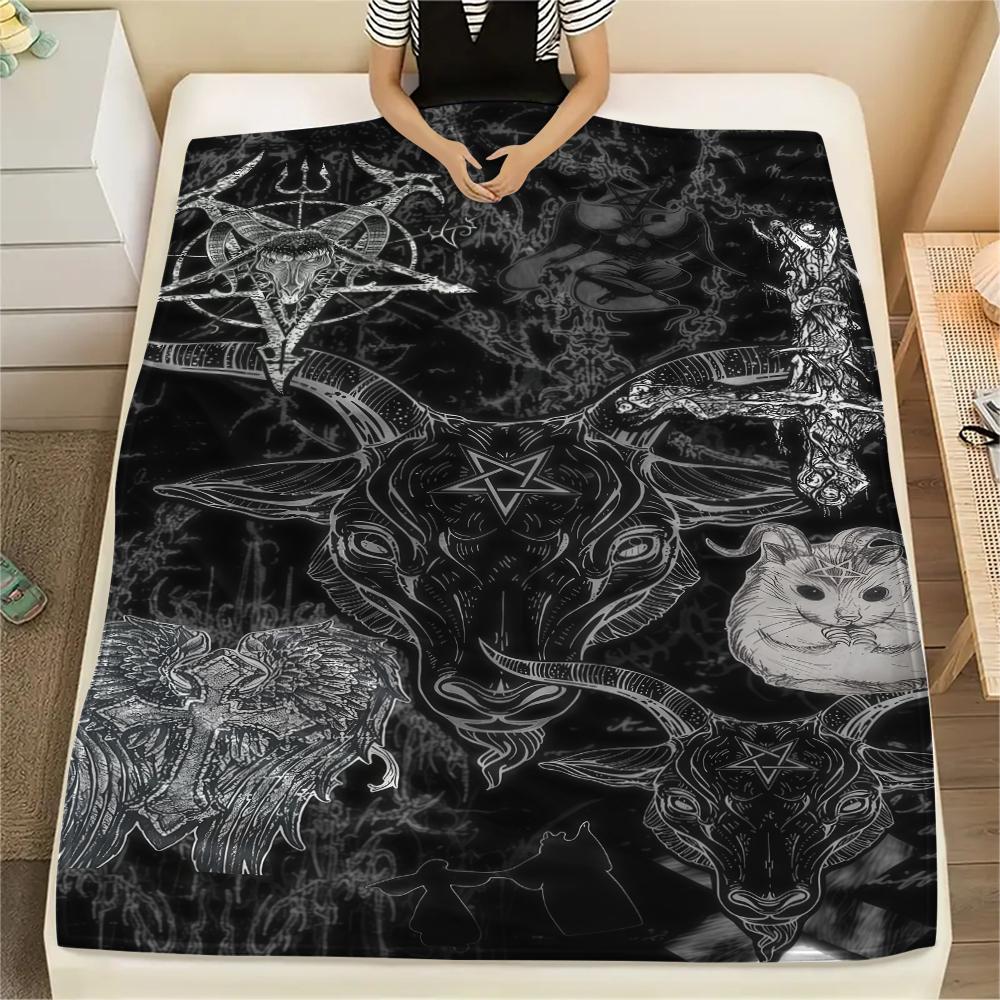 1 Stück Flannelldecke mit Satansymbol-Aufdruck, Hohe Qualität für alle Jahreszeiten, Heimdekoration, Wärme und Komfort, Perfekt für Weihnachtsgeschenke