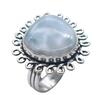 Larimar Natural Gemstone Antique Silver Ring US Size-5 R 5037