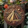Metal Wall Art Poster, Maya Civilization Pyramid Hieroglyphs, Detailed Historical Decor for Living Room