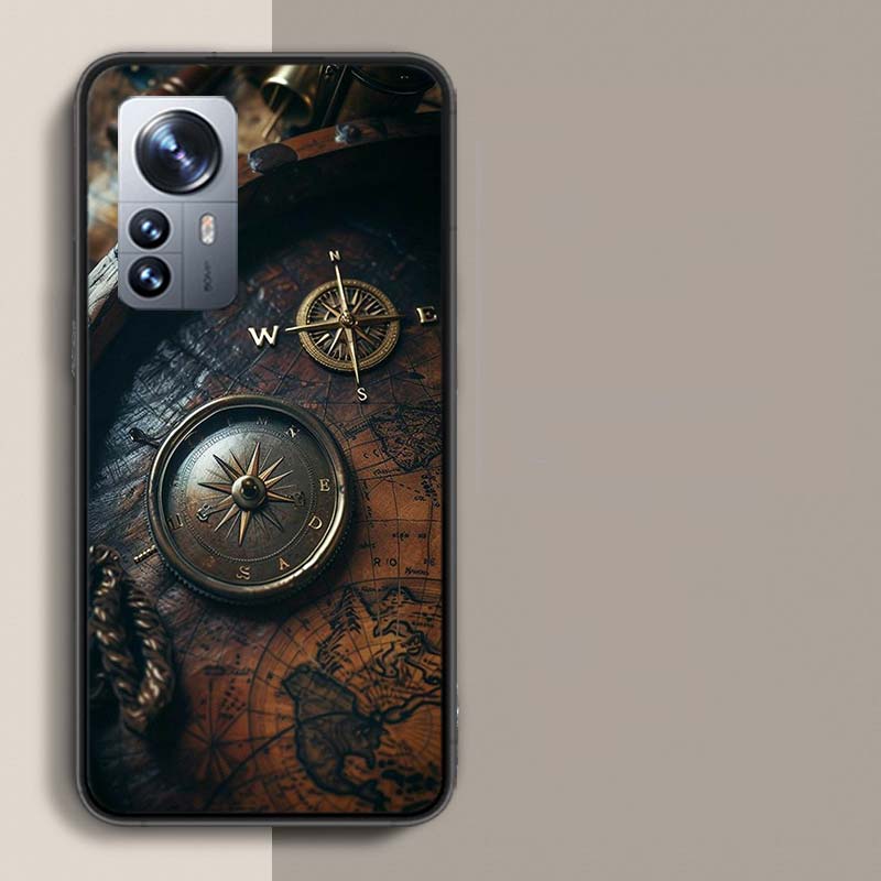 Alte Karten Retro-Kompasse Und Teleskope Handyhülle Für Redmi Note 13 Pro Plus 14 Pro+ 12S 12 11S 11T 11E 11 10S 10 9S 9 Xiao