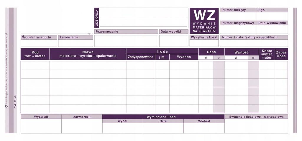 Wz Wydanie Mat. Na Zew. 1/3 A4 351-8 Wielokopia