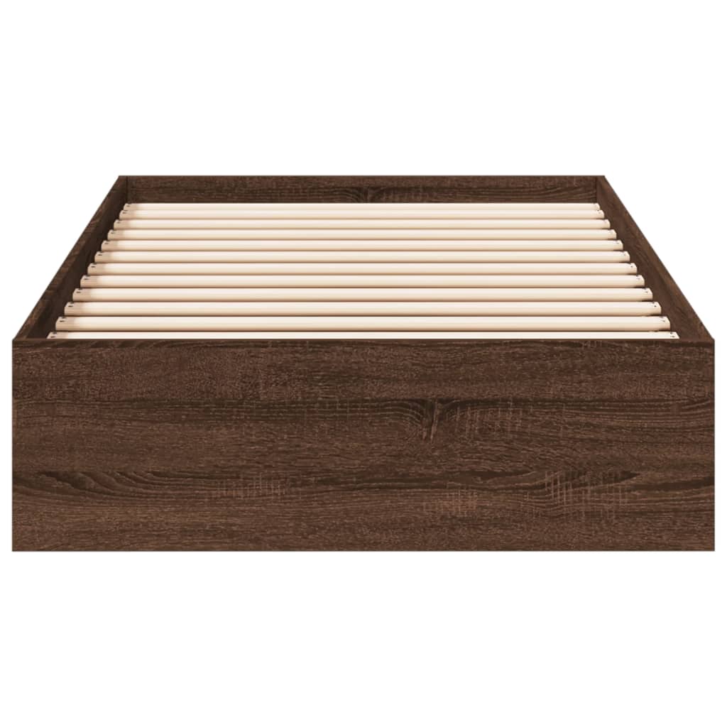 Bed Frame with Drawers Brown Oak Effect 75 x 190 cm