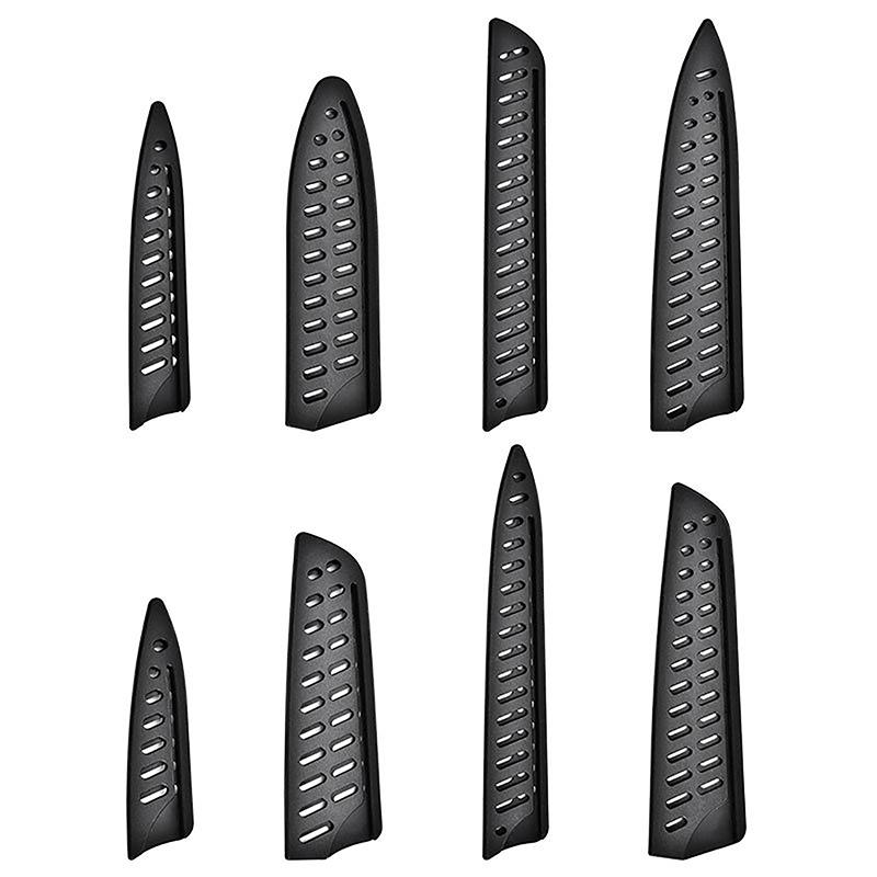 Kjøkkenknivslire Svart plastknivdeksler Knivbladbeskytterdeksel Kantbeskyttere Etui Utbening Frukt Brød Kokkeknivverktøy
