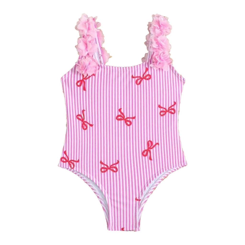 Girls Swimsuit Ruffle Strap Print Bathing Suit Toddler Kids Swimwear Quick Dry Stretch Fabric 2 8 Years