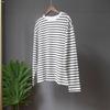 2025 Spring Fashion Striped Long Sleeve T-shirt Women's Cotton Round Neck Casual Versatile Top for Europe and America